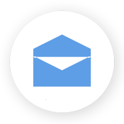 Mail-Icon - ein blauer Briefumschlag auf weißem Grund