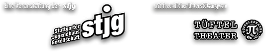 Das stjg-Banner mit weißer Schrift und schwarzer Umrandung